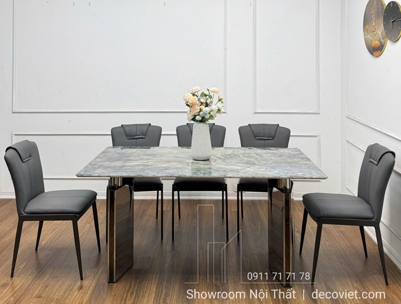 Bàn Ăn Chân Inox Mặt Đá Tự Nhiên 2653S