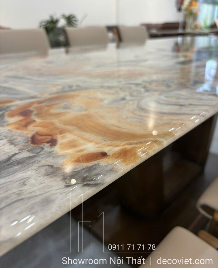 Bàn Ăn Gỗ Sồi Mặt Đá 8 Ghế 2733S