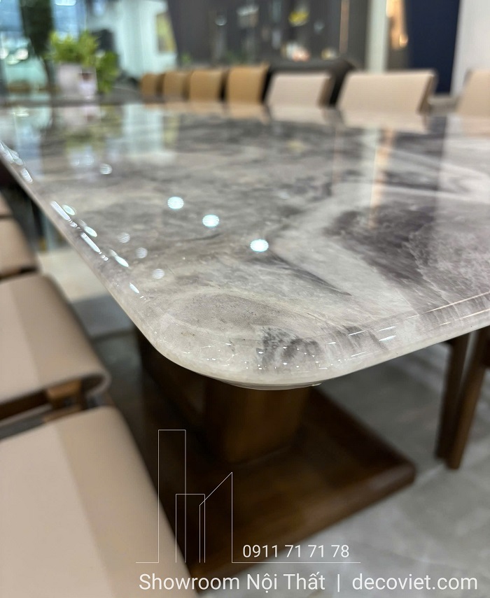 Bàn Ăn Gỗ Sồi Mặt Đá 8 Ghế 2733S