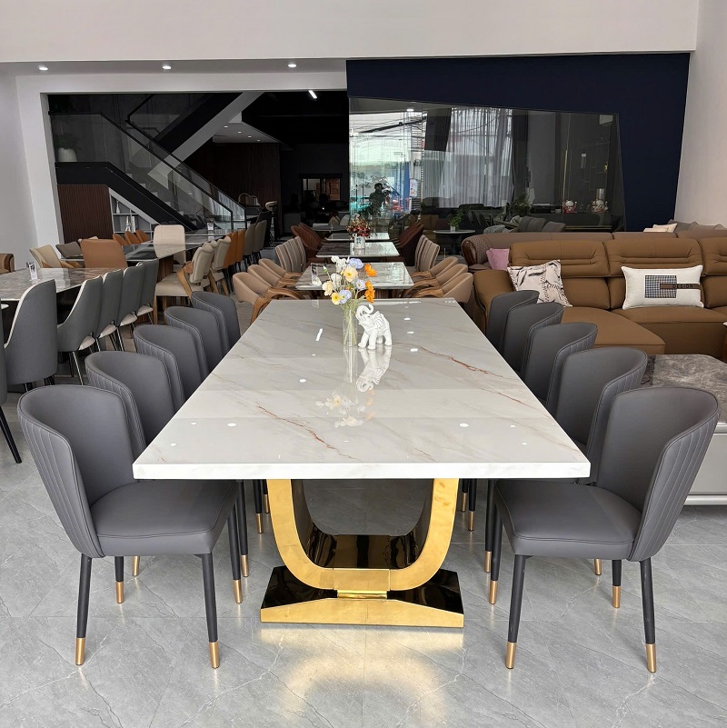 Bàn Ăn Mặt Đá 3m2 10 Ghế 2810S