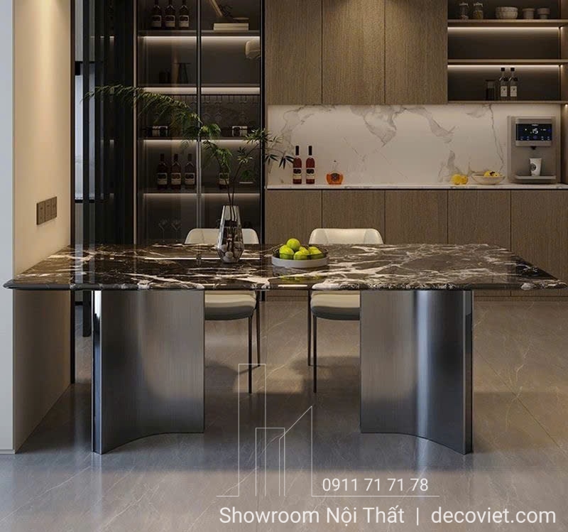 Bàn Ăn Mặt Đá Cẩm Thạch 6 Ghế 2502S