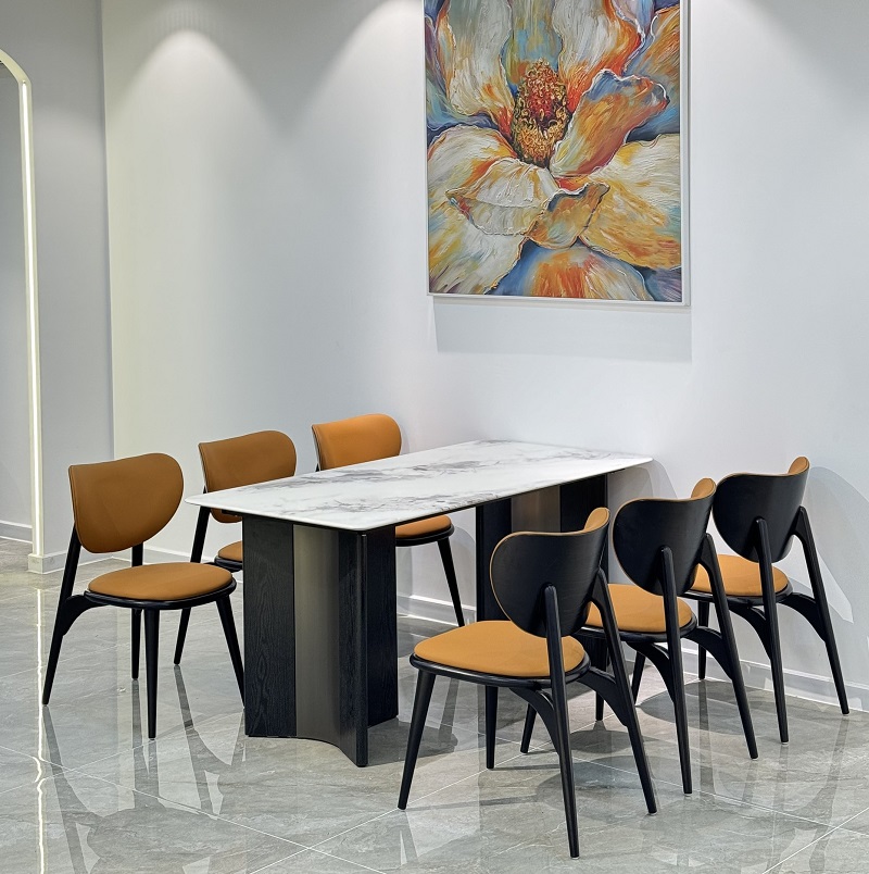Bàn Ăn Mặt Đá Cẩm Thạch 6 Ghế 2907S