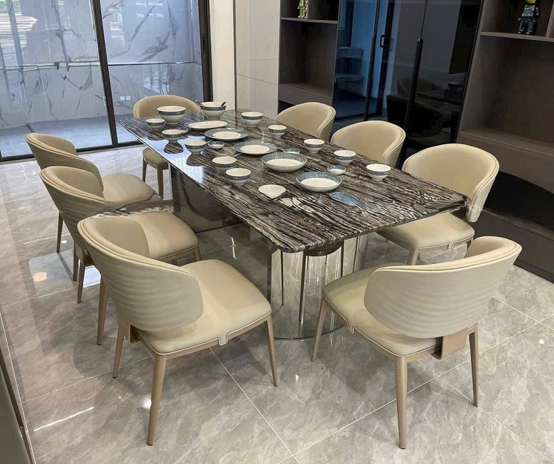Bàn Ăn Mặt Đá Cẩm Thạch 8 Ghế 2672S
