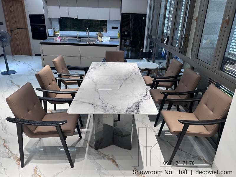 Bàn Ăn Mặt Đá Cẩm Thạch 8 Ghế 2946S
