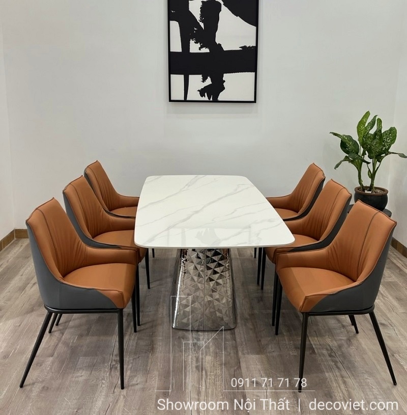 Bàn Ăn Mặt Đá Chân Inox 1569S