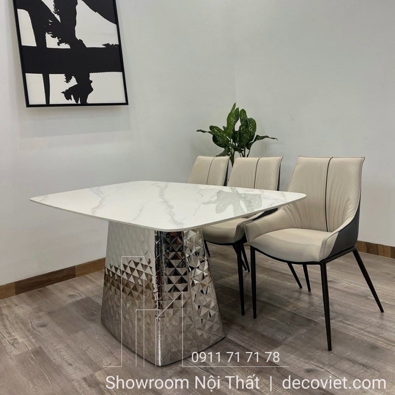 Bàn Ăn Mặt Đá Chân Inox 1569S