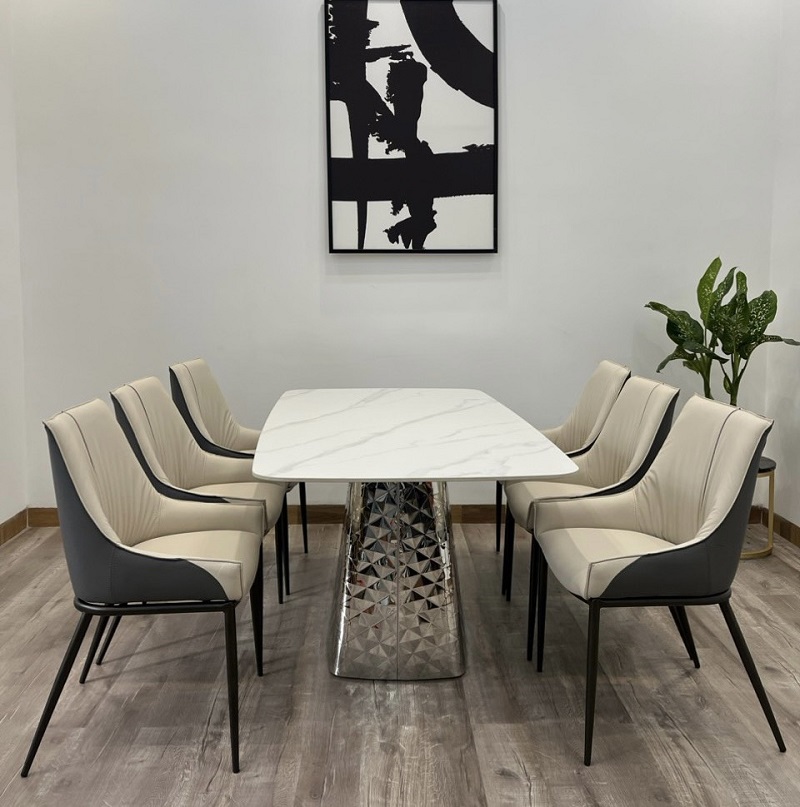 Bàn Ăn Mặt Đá Chân Inox 1569S