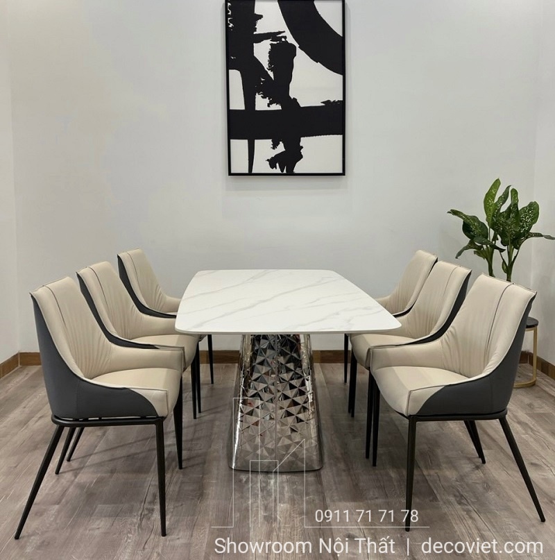 Bàn Ăn Mặt Đá Chân Inox 1569S