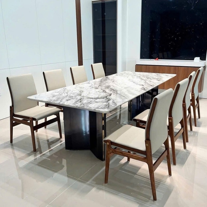 Bàn Ăn Mặt Đá Chân Inox 2754S