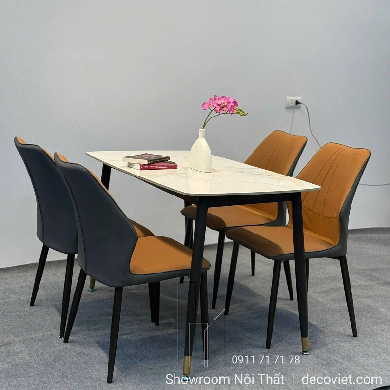 Bàn Ăn Mặt Đá Chân Sắt 4 Ghế 2656S