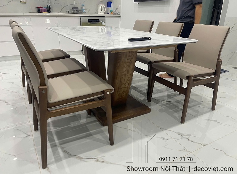 Bàn Ăn Mặt Đá Gỗ Sồi 6 Ghế 2840S