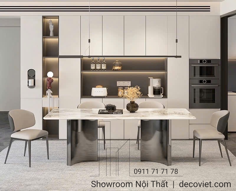 Bàn Ăn Mặt Đá Tự Nhiên 4 Ghế 2372S