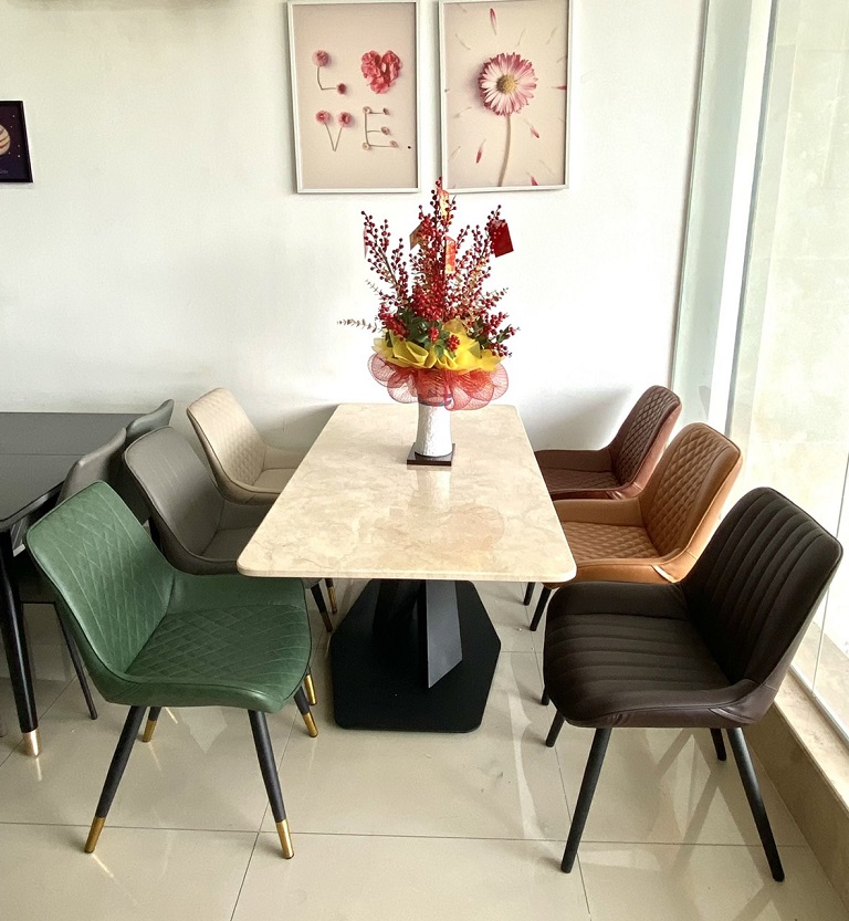 Bàn Ăn Mặt Đá 6 Ghế 799S