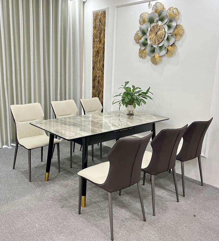 Bàn Ăn Mở Rộng Mặt Đá Đẹp 897S