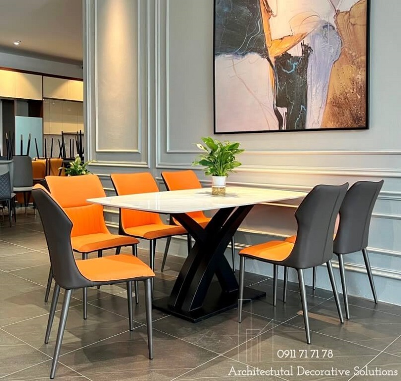 Bàn Ăn Mặt Đá Chân Sắt 942S