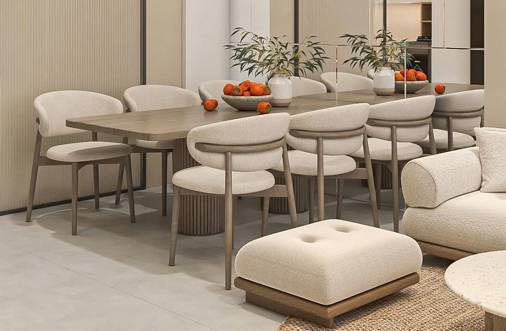 Bộ Băn Ăn 6 Ghế Mặt Gỗ 2069S