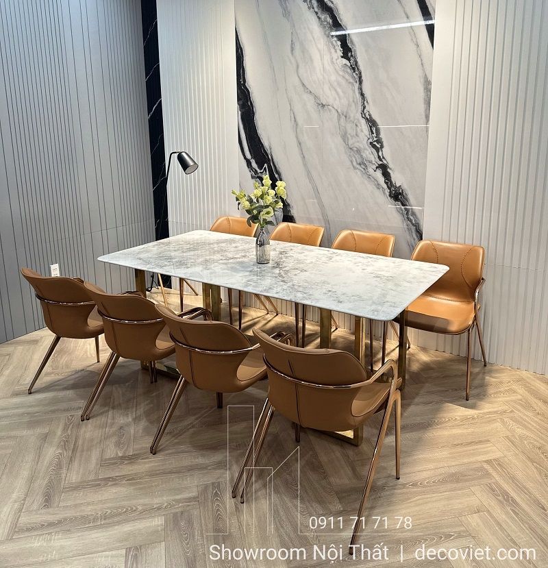 Bộ Bàn Ăn 8 Ghế Chân Inox Cao Cấp 2725S