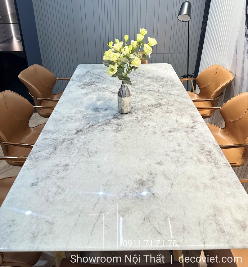 Bộ Bàn Ăn 8 Ghế Chân Inox Cao Cấp 2725S