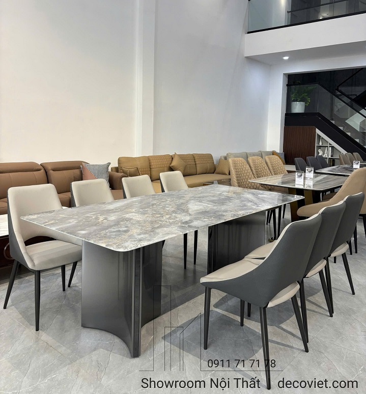 Bộ Bàn Ăn Mặt Đá 8 Ghế Cao Cấp 2714S