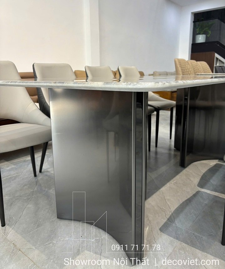 Bộ Bàn Ăn Mặt Đá 8 Ghế Cao Cấp 2714S