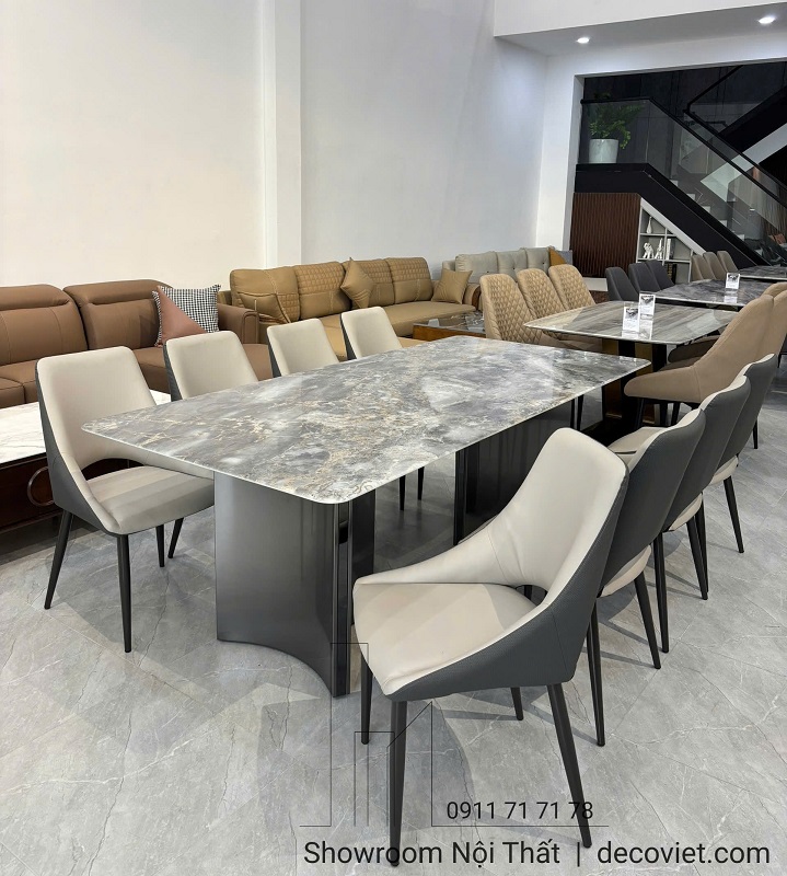 Bộ Bàn Ăn Mặt Đá 8 Ghế Cao Cấp 2714S