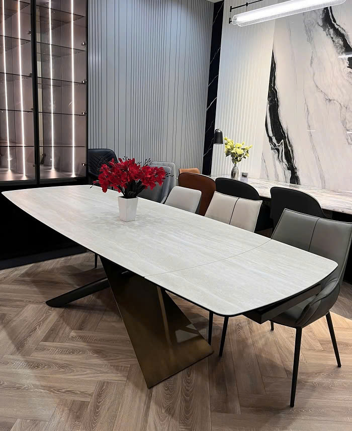 Bộ Bàn Ăn Mặt Đá kéo Dài Hiện Đại 2469S