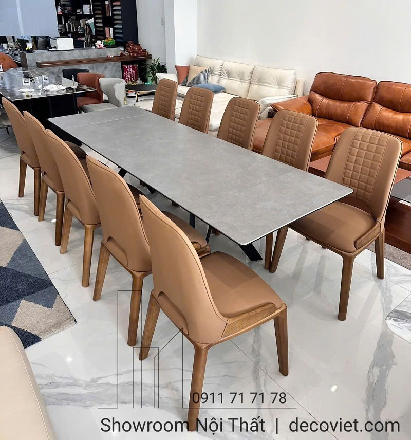 Bộ Bàn Ăn Thông Minh Mặt Đá Kéo Dài 2m6 10 Ghế 2462S