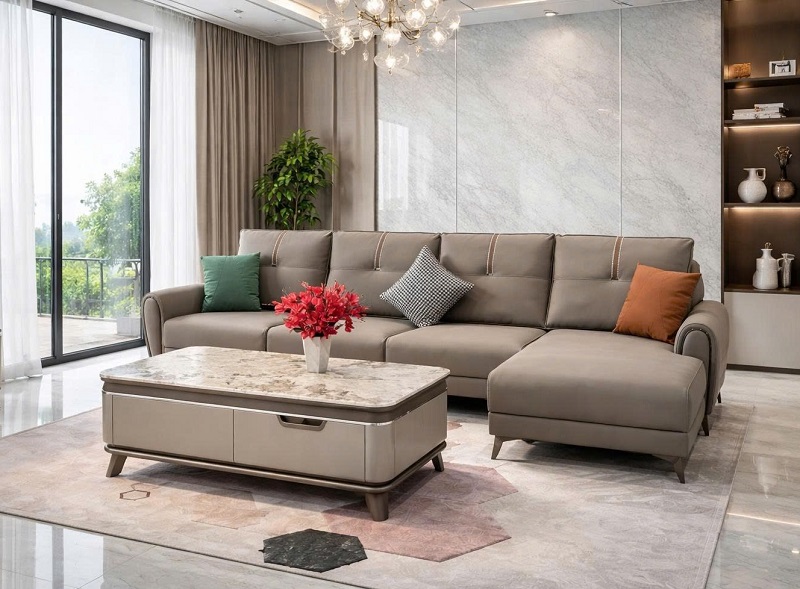 Sofa Da Góc L Phòng Khách 1148T