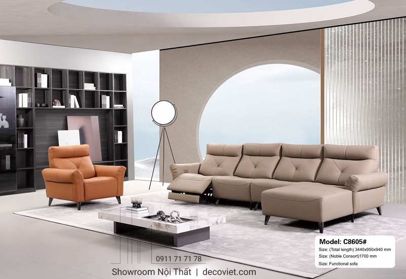 Sofa Góc L Nhập Khẩu 1045T chỉnh điện