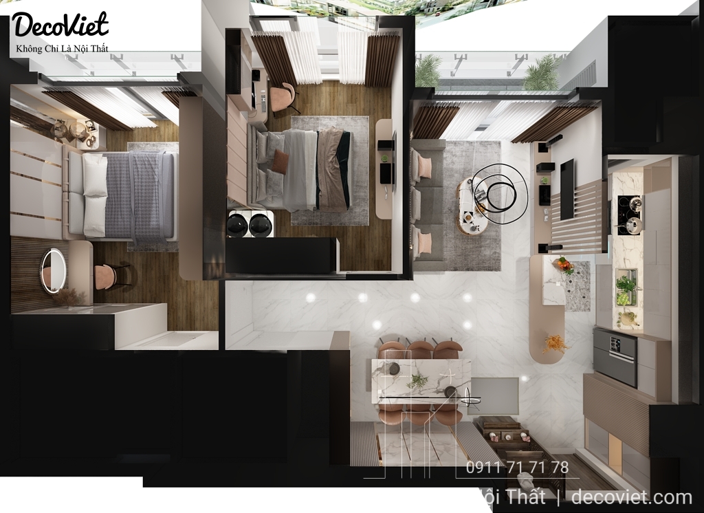 Thiết Kế Nội Thất Căn Hộ Chung Cư Vinhomes Tân Cảng 2PN