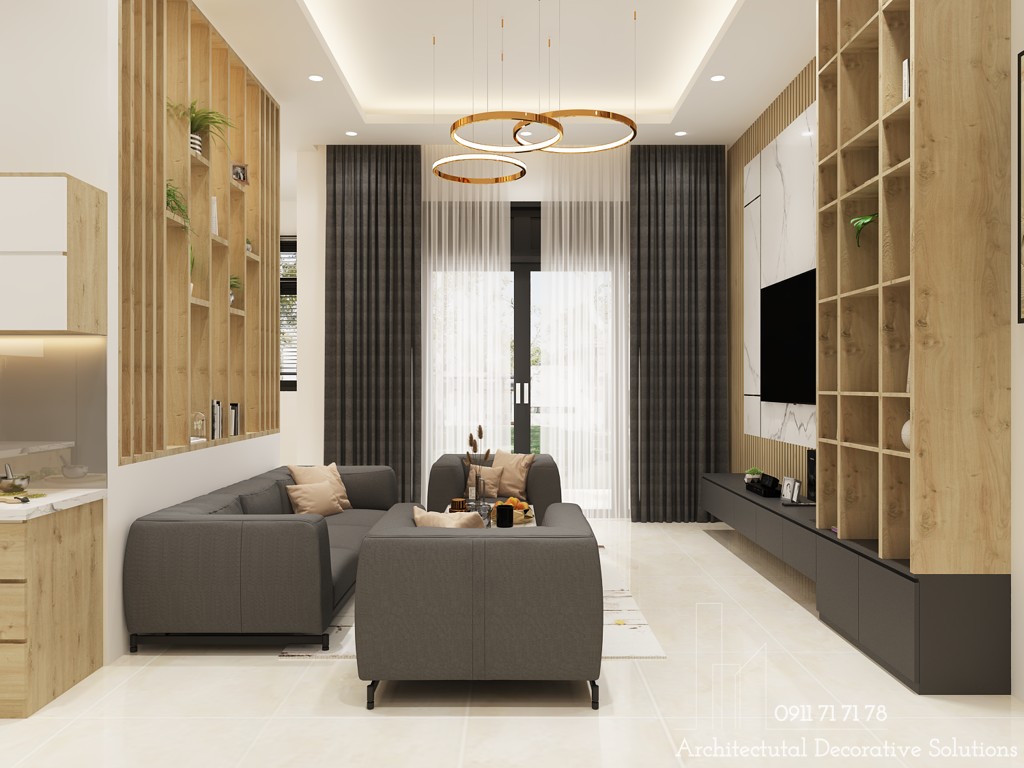 Thiết kế nội thất phòng khách - bếp đẹp sang trọng năm 2022