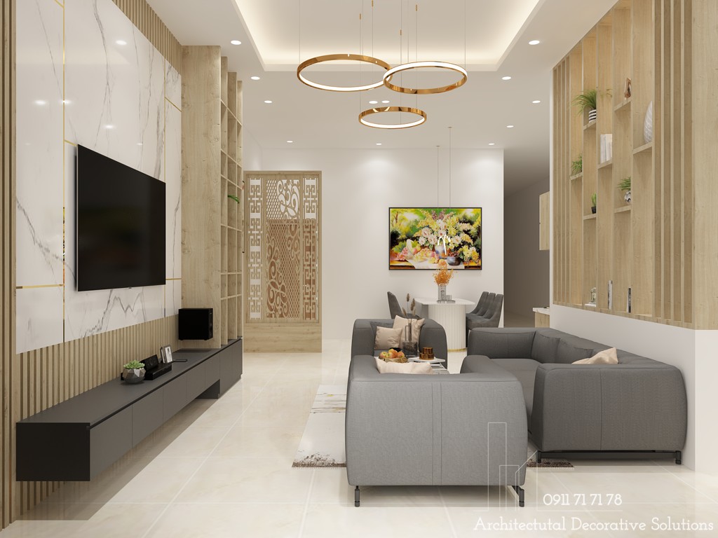 Thiết kế nội thất phòng khách - bếp đẹp sang trọng năm 2022