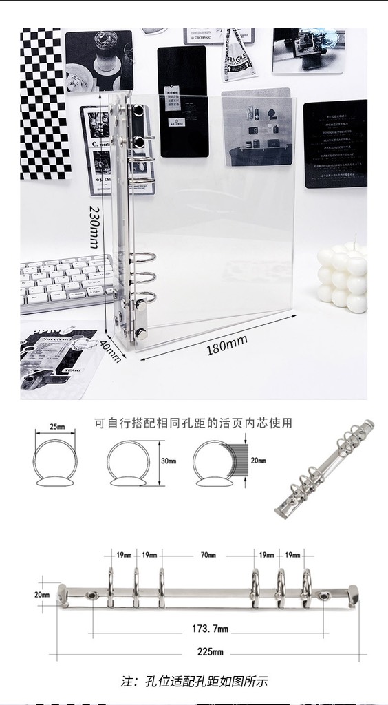 Binder A5 6 còng nhựa trong suốt