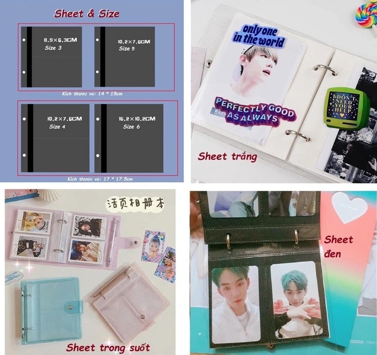 Trang lẻ đựng ảnh, card cho sổ 2 còng - sheet binder 2 còng