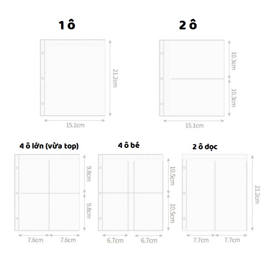 Trang lẻ đựng ảnh A5 3 còng - Sheet pp thường A5 3 còng