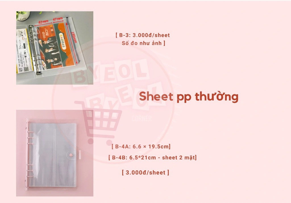 Trang lẻ đựng card A5 6 còng - Sheet PP A5