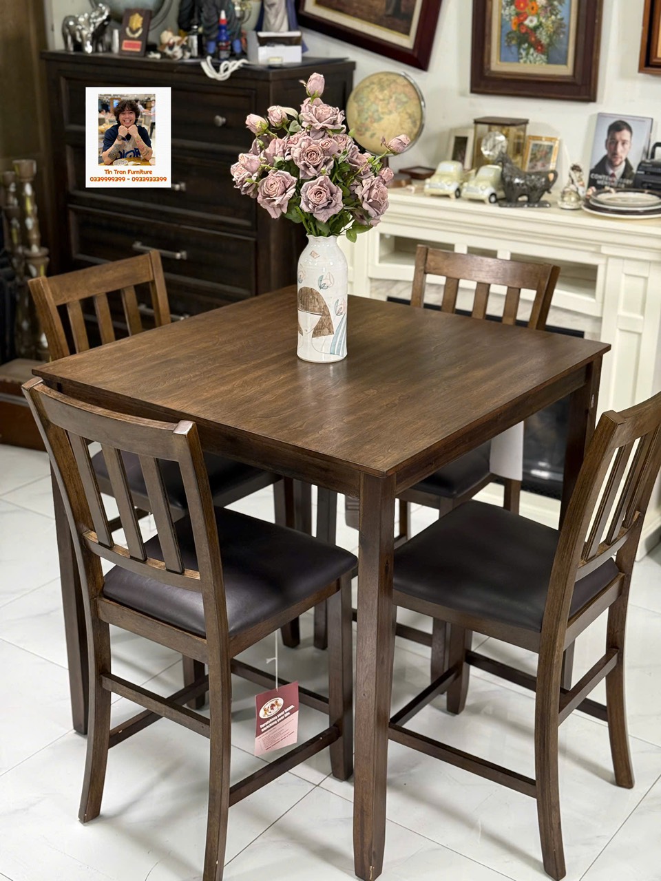 Bộ bàn ăn nâu cổ điển