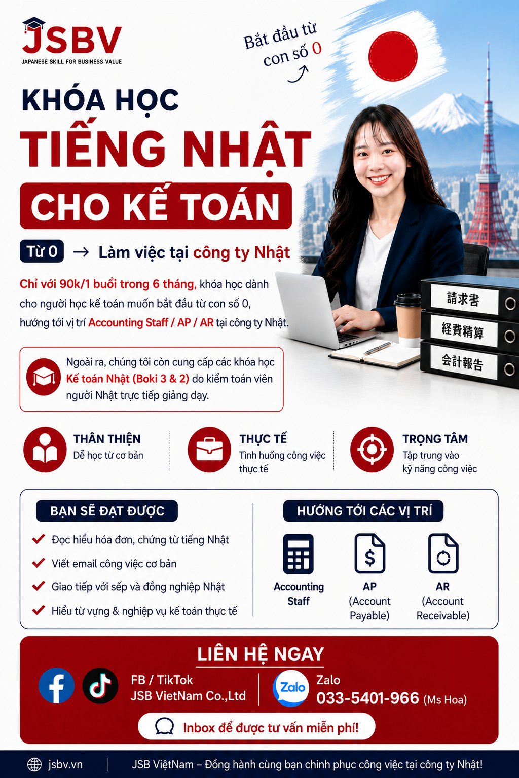 KHÓA KẾ TOÁN TIẾNG NHẬT 5 THÁNG CÙNG JSBV