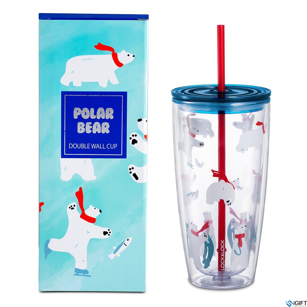 HAP507-Ly nhựa 2 lớp Lock&Lock kèm ống hút 750ml