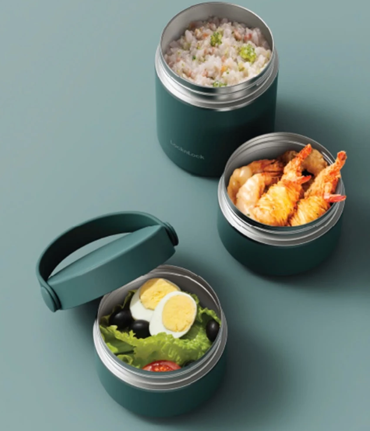 Bộ hộp cơm giữ nhiệt LocknLock Có Quai Xách LHC8058 liền nhau 3 hộp gọn gàng