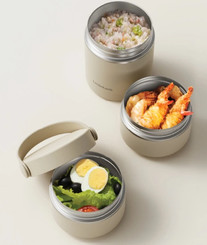 Bộ hộp cơm giữ nhiệt LocknLock Có Quai Xách LHC8058 liền nhau 3 hộp gọn gàng