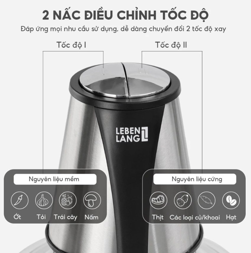 Máy xay thịt hãng Đức LEBENLANG LBL1930 dung tích 1,2L-  công suất 400W