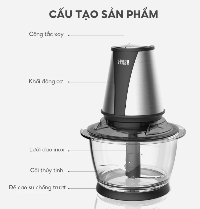 Máy xay thịt hãng Đức LEBENLANG LBL1930 dung tích 1,2L-  công suất 400W