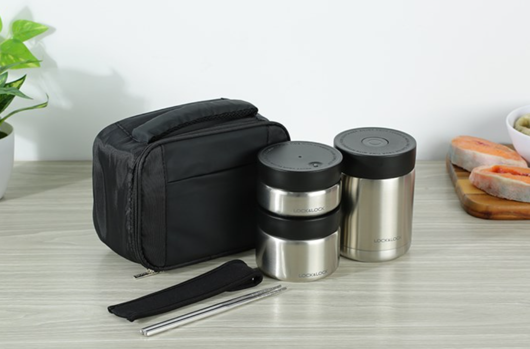 LHC8031SLV - Bộ hộp cơm giữ nhiệt L&L bằng thép không gỉ - Màu bạc