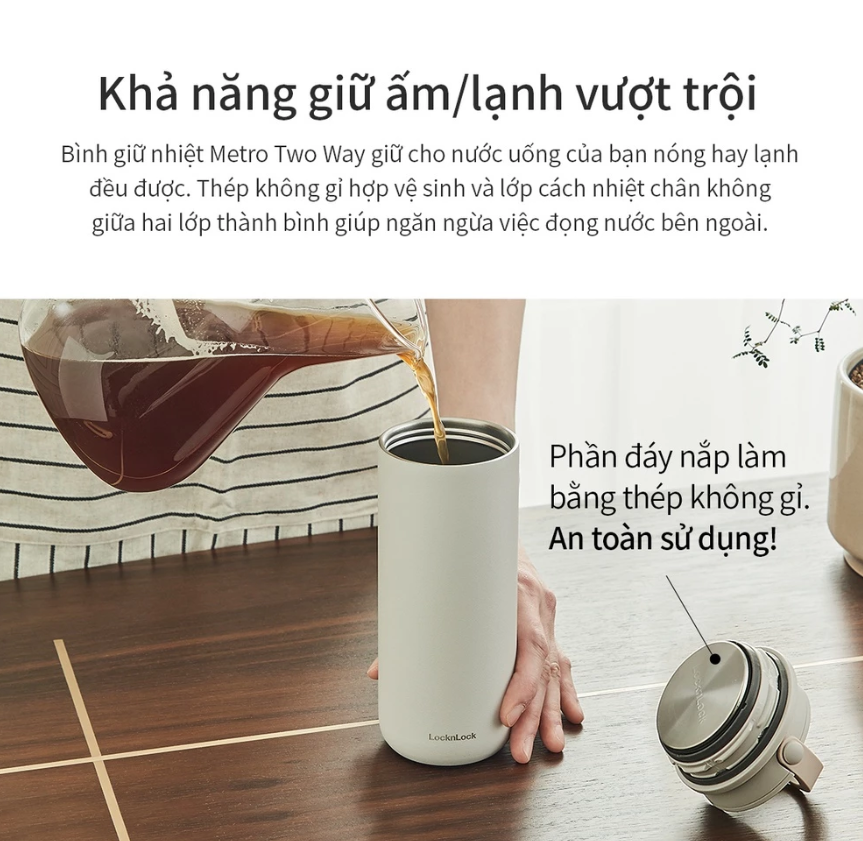 LHC4274- Bình giữ nhiệt LocknLock Metro Two Way 475ml