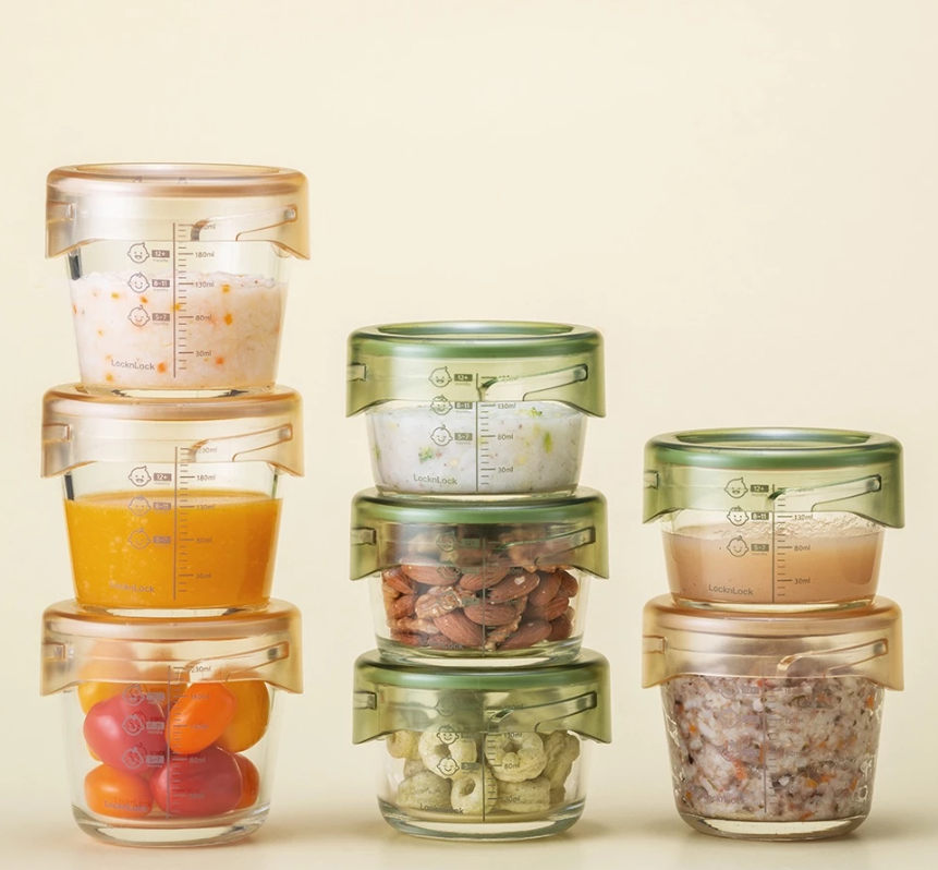 LLG542S3IVY-HỘP ĐỰNG THỨC ĂN CHO BÉ-280ML*3P-IVY-CN-8-BOS-Set (Nắp: màu Ngà-Tritan)