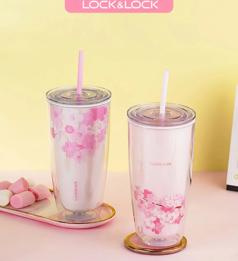 Ly Nhựa Hai Lớp LocknLock Double Wall Cold Cup Cherry Blossom 750ml - 2 Màu- HAP509