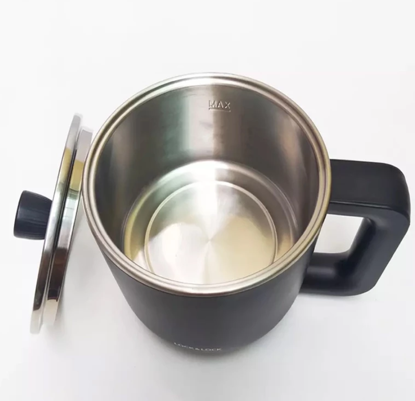 Nồi điện đa năng LocknLock 0.8L Kèm Khay Hấp Trứng, nồi lẩu mini, nấu mì EJP116BLK