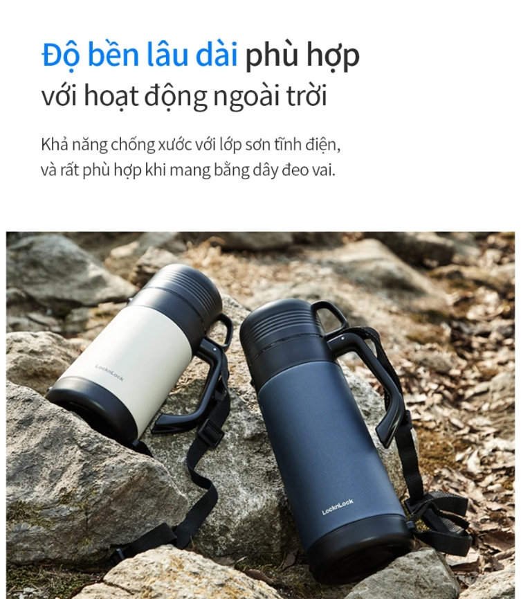 Bình Giữ Nhiệt To 1.8L LocknLock Nắp Cốc , Phích Có Dây Quai LHC1485