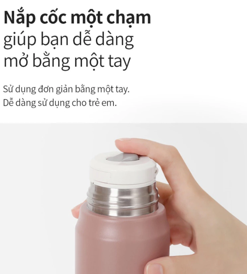 Bình Giữ Nhiệt LocknLock 505ml- Nắp Cốc- Một Chạm Maman Cup Vacuum Bottle Lock&Lock LHC1487